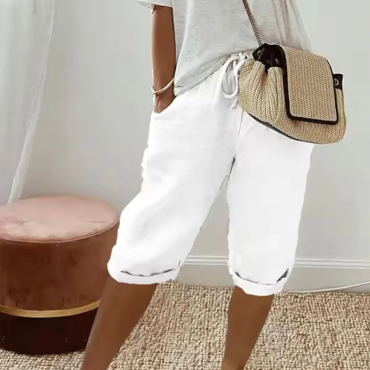 Fenlorn | Linen Drawstring Capri Shorts