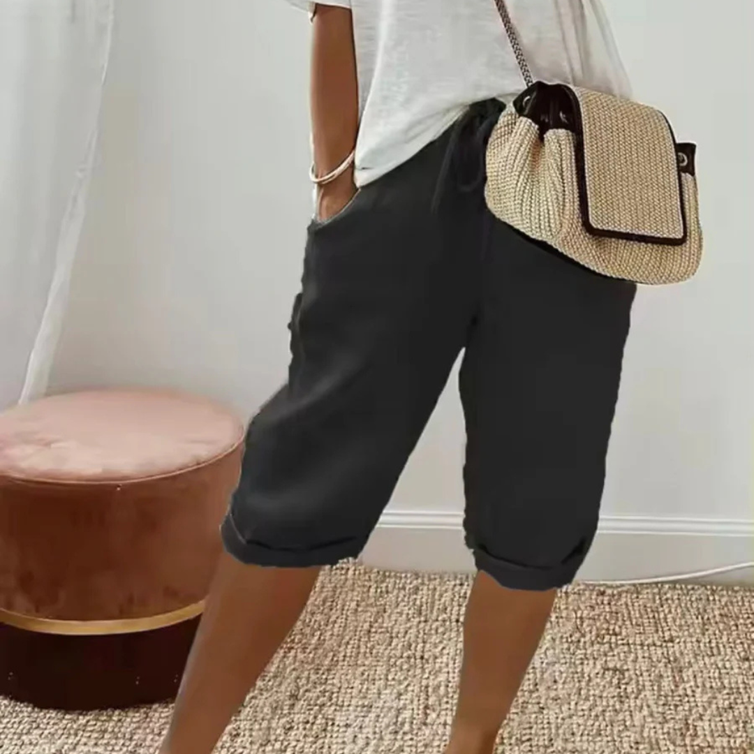 Fenlorn | Linen Drawstring Capri Shorts