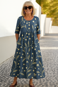 Penelope | Botanical Print Midi Dress