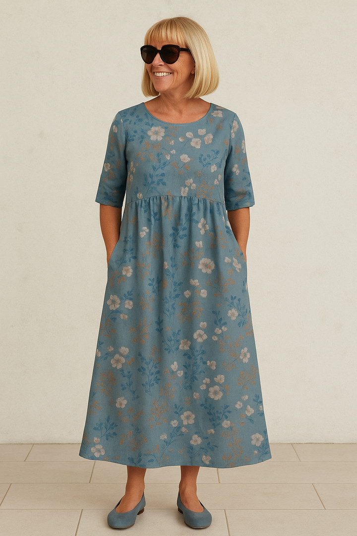 Penelope | Botanical Print Midi Dress