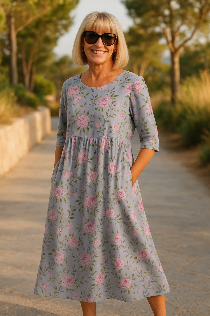 Penelope | Botanical Print Midi Dress